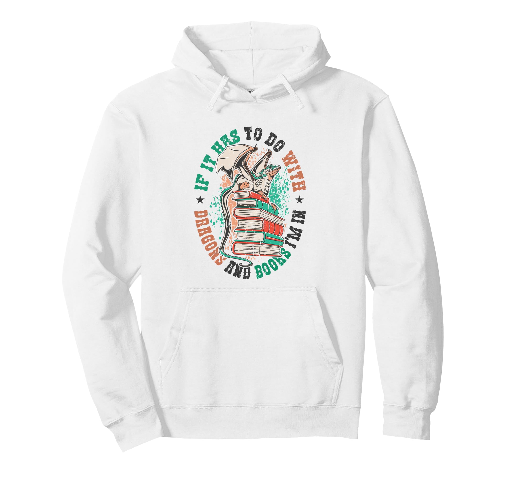 Dragon And Books Reading Hoodie - Minimalist Print Men Women - T-Shirt, Sweatshirt, Hoodie