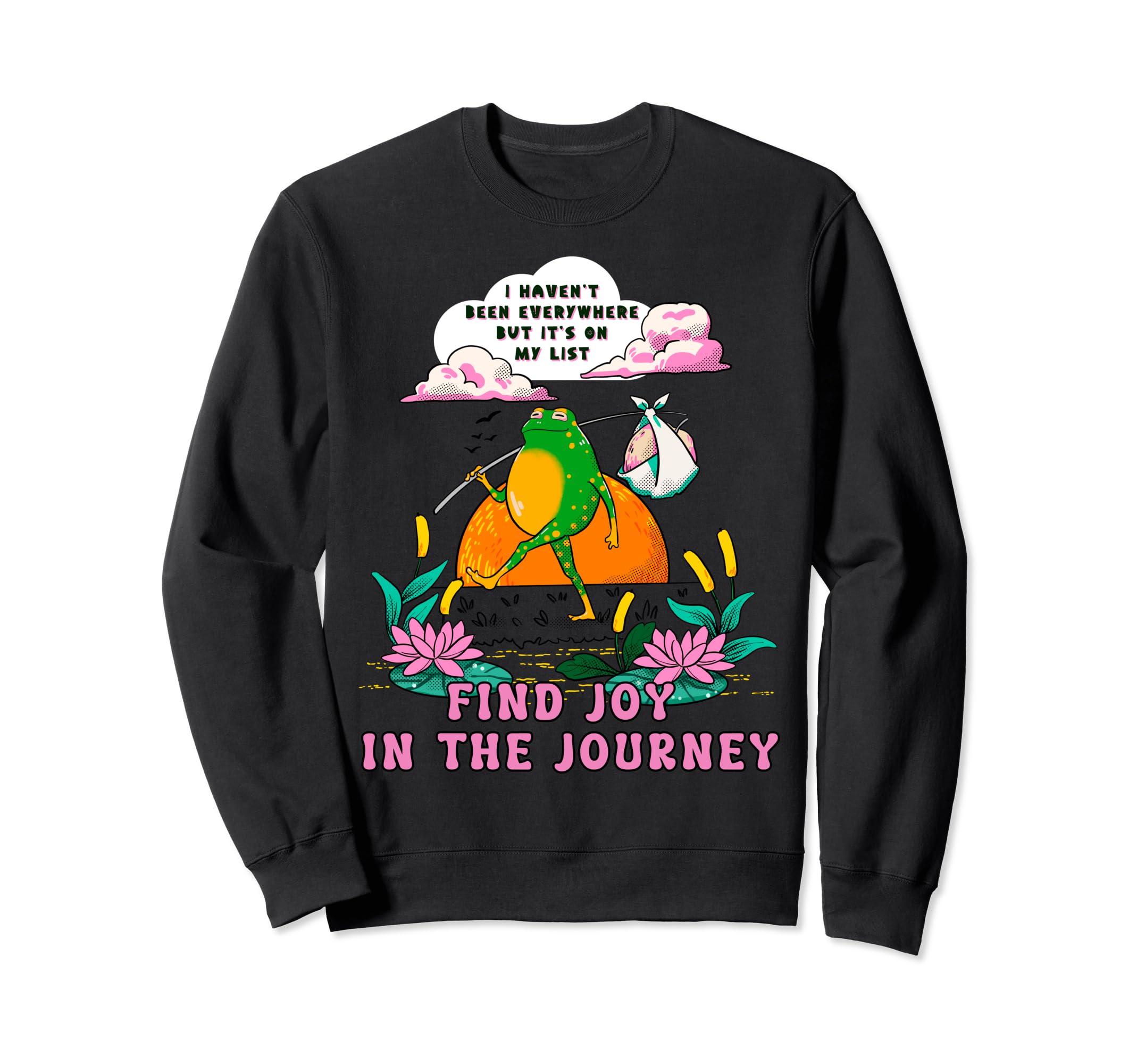 Frog Cartoon Joy Journey Sweatshirt - Fun Novelty Design for Adults - T-Shirt, Sweatshirt, Hoodie