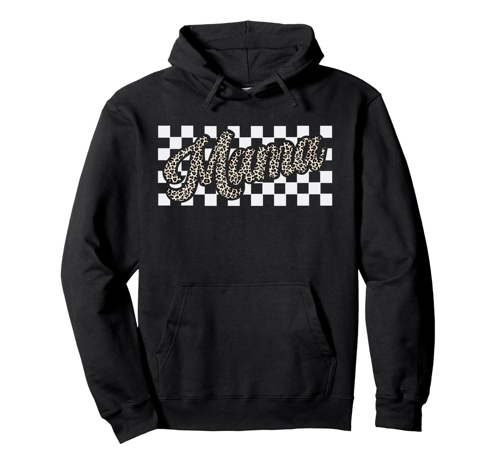 Checkered Mama Leopard Mom Hoodie - Minimalist Print for Adults - T-Shirt, Sweatshirt, Hoodie