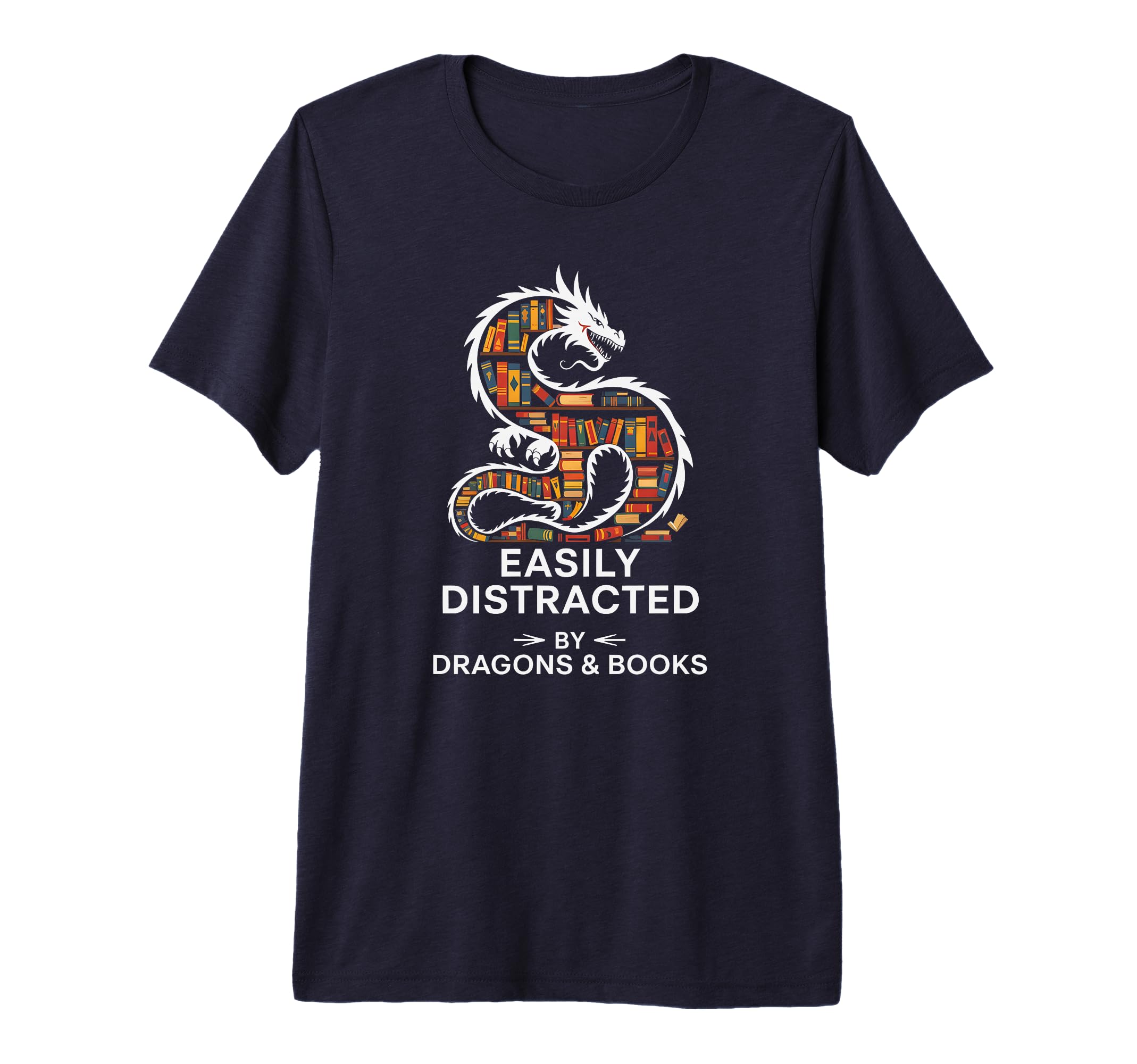 Easily Distracted Books Dragons Bookworm T-Shirt - Unique Graphic Unisex - T-Shirt, Sweatshirt, Hoodie