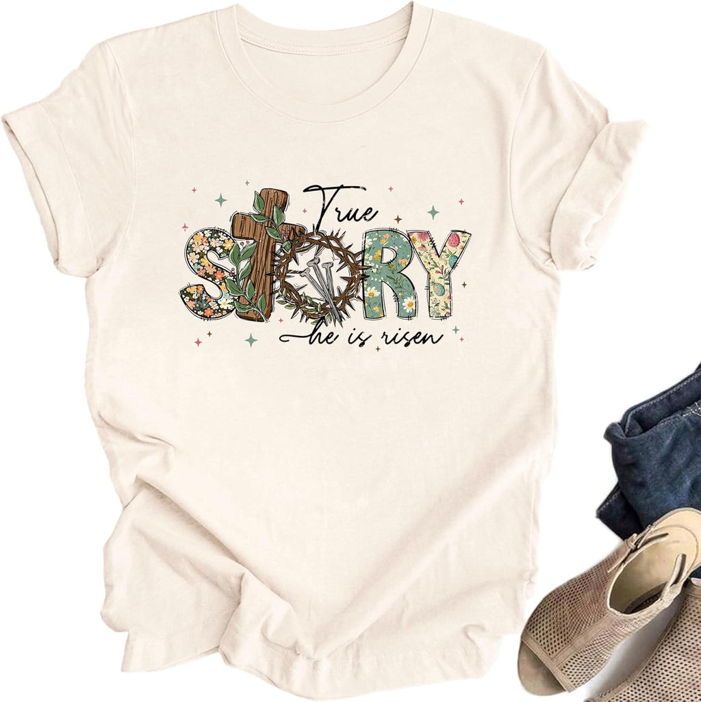 He is Risen Shirt Women Christian Easter Tshirts Cute Bunny Graphic Easter Gifts Short Sleeve Tee Tops - T-Shirt, Sweatshirt, Hoodie