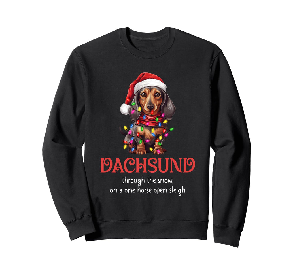 Dachshund Through Snow Wiener Dog Sweatshirt - Custom Art Print for Adults - T-Shirt, Sweatshirt, Hoodie