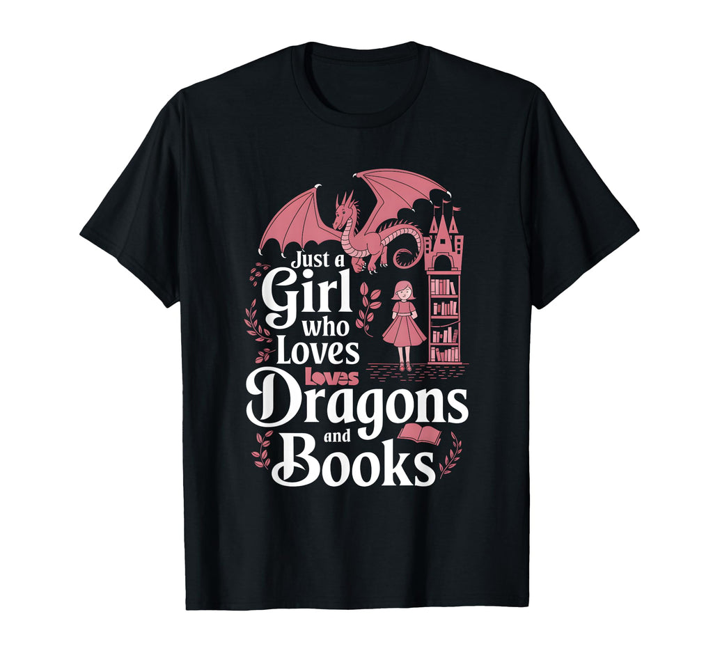 Just Who Loves Dragons And Books T-Shirt - Custom Art Print Men Women - T-Shirt, Sweatshirt, Hoodie