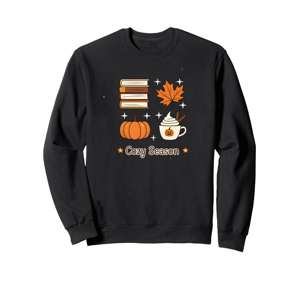 Cozy Season Books Fall Pumpkin Sweatshirt - Casual Everyday Wear Men Women - T-Shirt, Sweatshirt, Hoodie