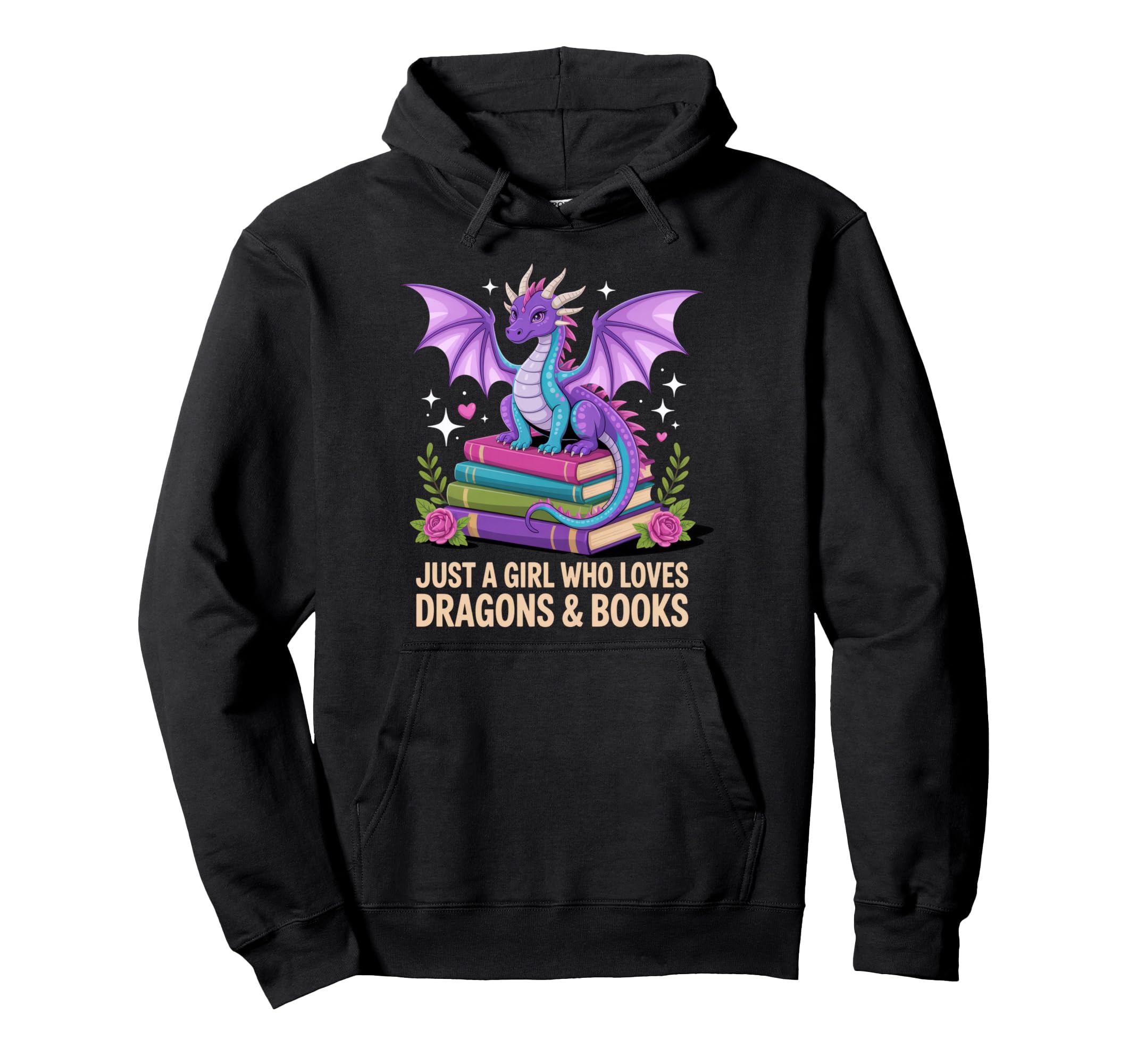 Just Who Loves Dragons Books Fantasy Hoodie - Minimalist Print Unisex - T-Shirt, Sweatshirt, Hoodie