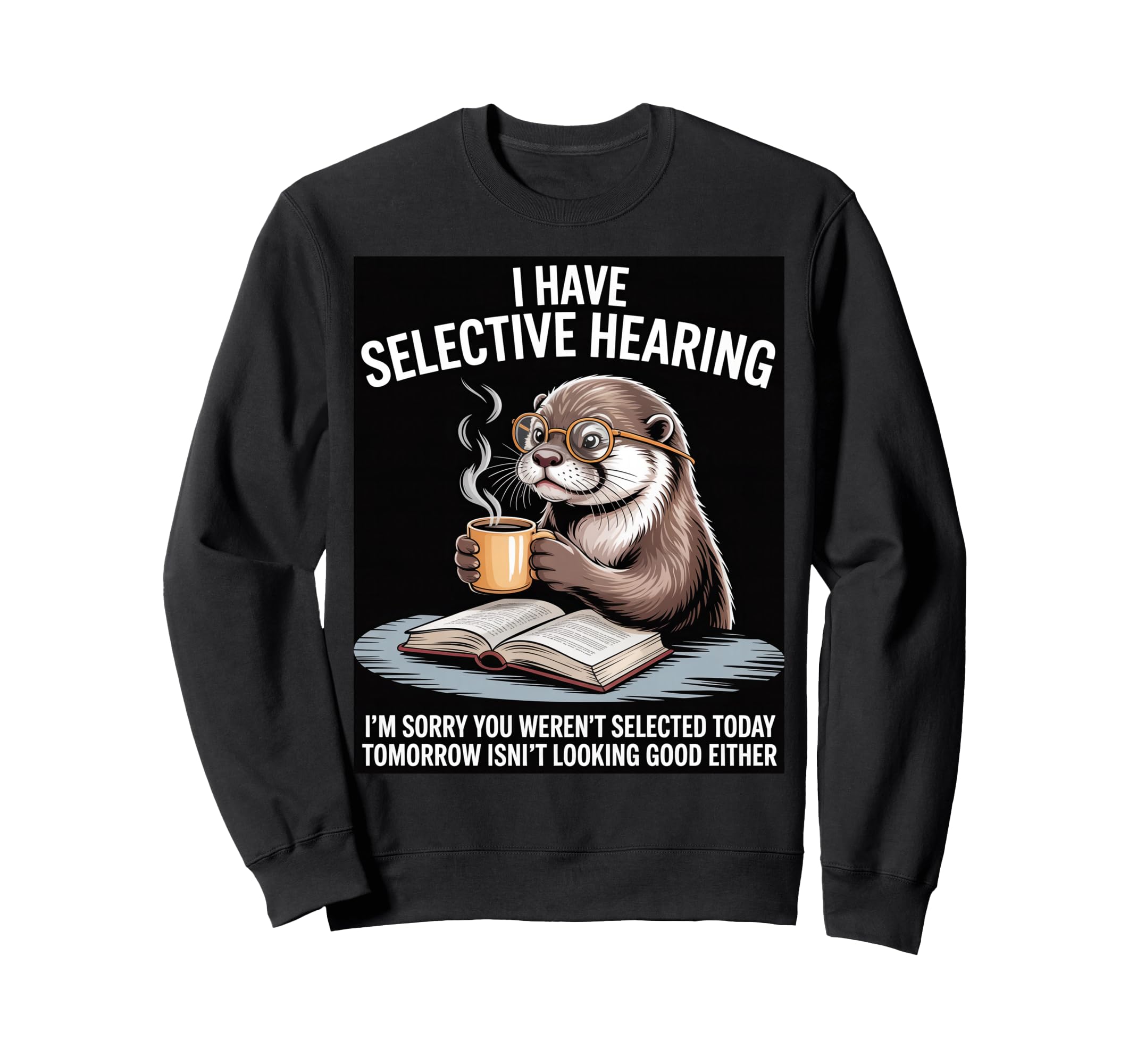 Sea Otter Coffee Book Nerds Reader Sweatshirt - Minimalist Print Men Women - T-Shirt, Sweatshirt, Hoodie