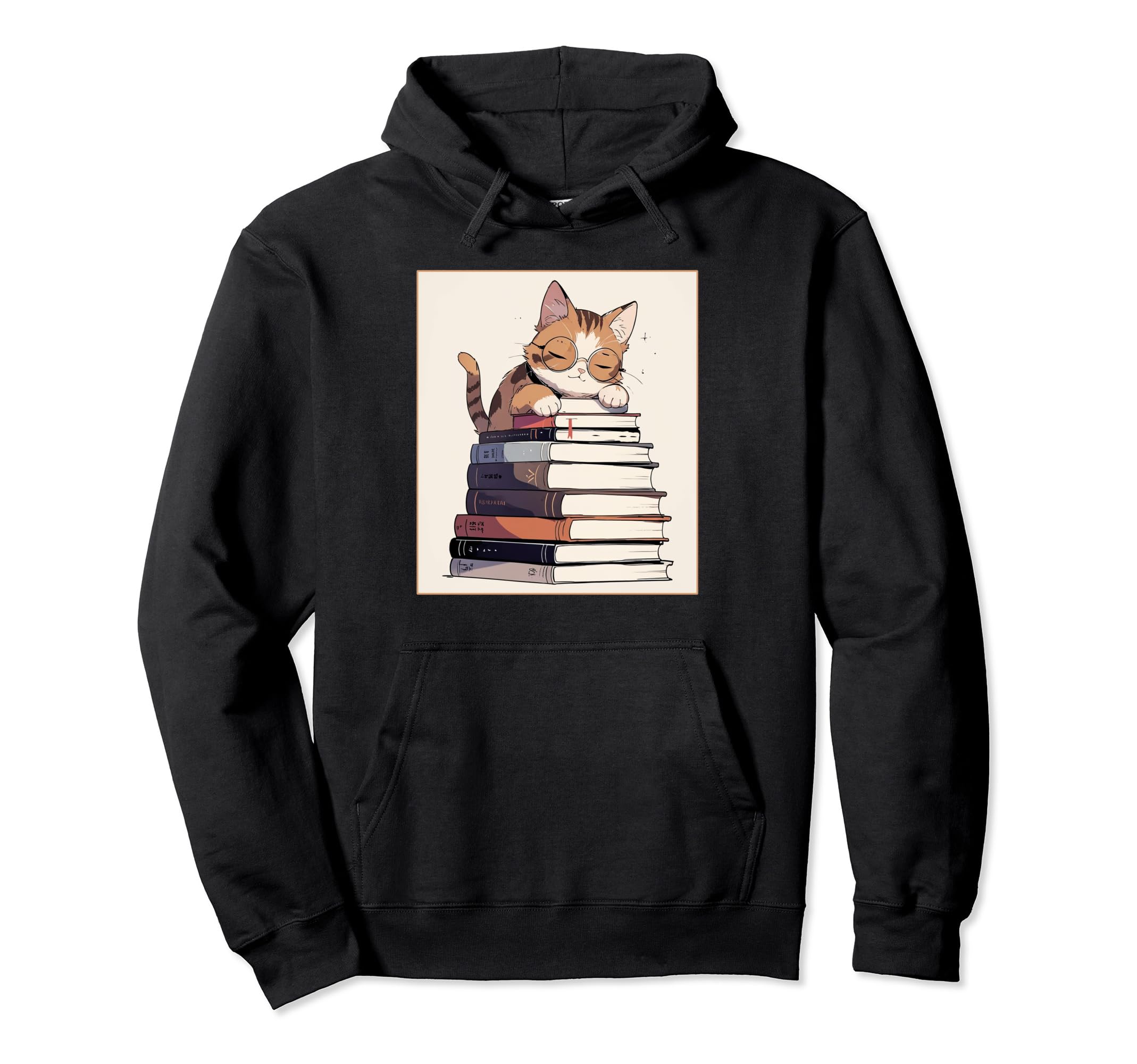 Nerd Cat Books Book And Cat Lover Hoodie - Casual Everyday Wear for Adults - T-Shirt, Sweatshirt, Hoodie