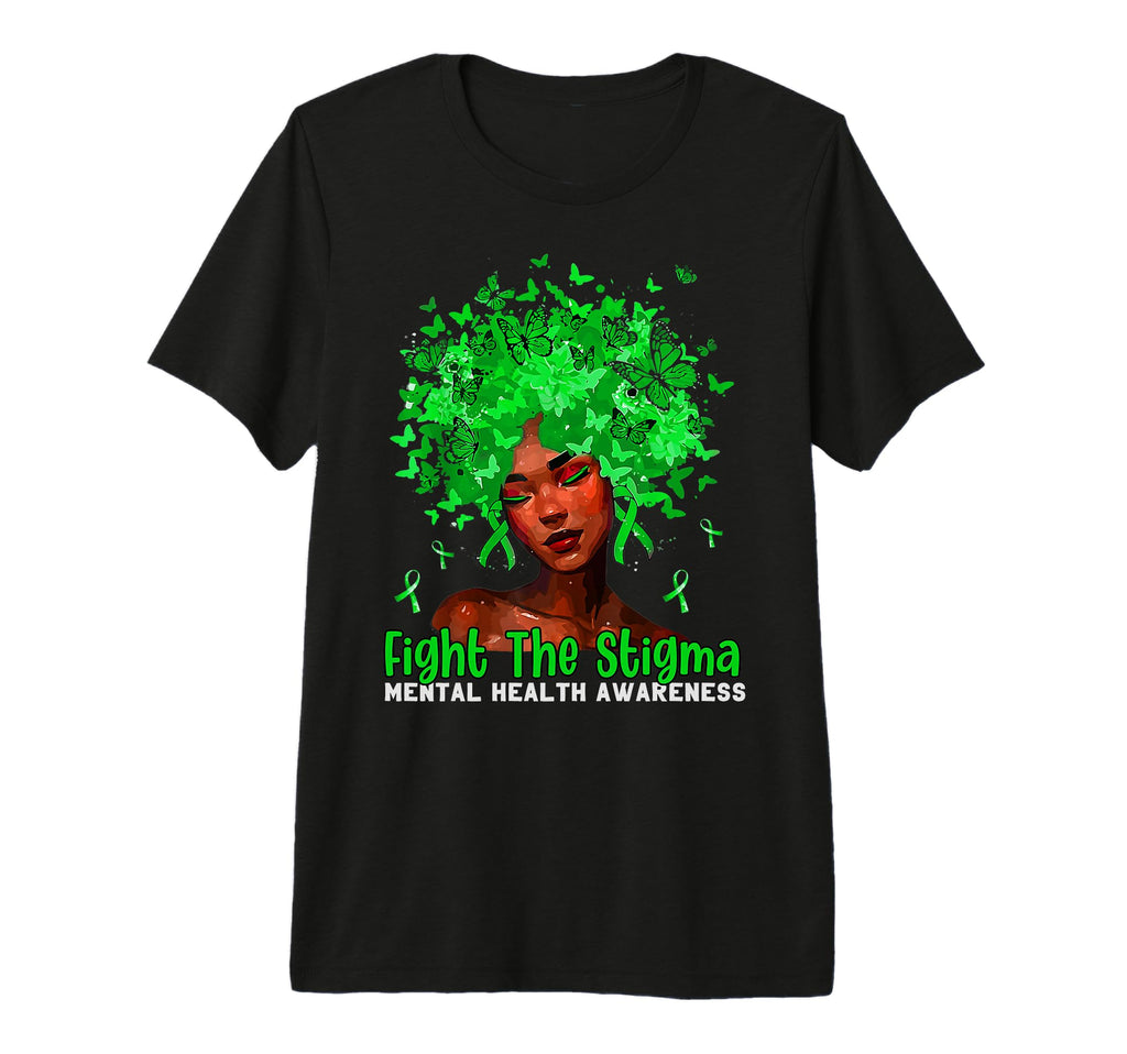 Mental Health Matters Fight Stigma Afro T-Shirt - Trendy Graphic Men Women - T-Shirt, Sweatshirt, Hoodie