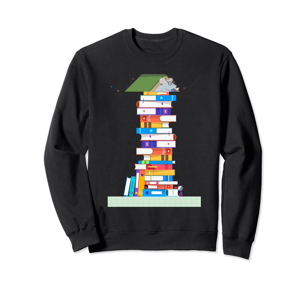 Book Reading Mouse Camping Sweatshirt - Casual Everyday Wear for Adults - T-Shirt, Sweatshirt, Hoodie