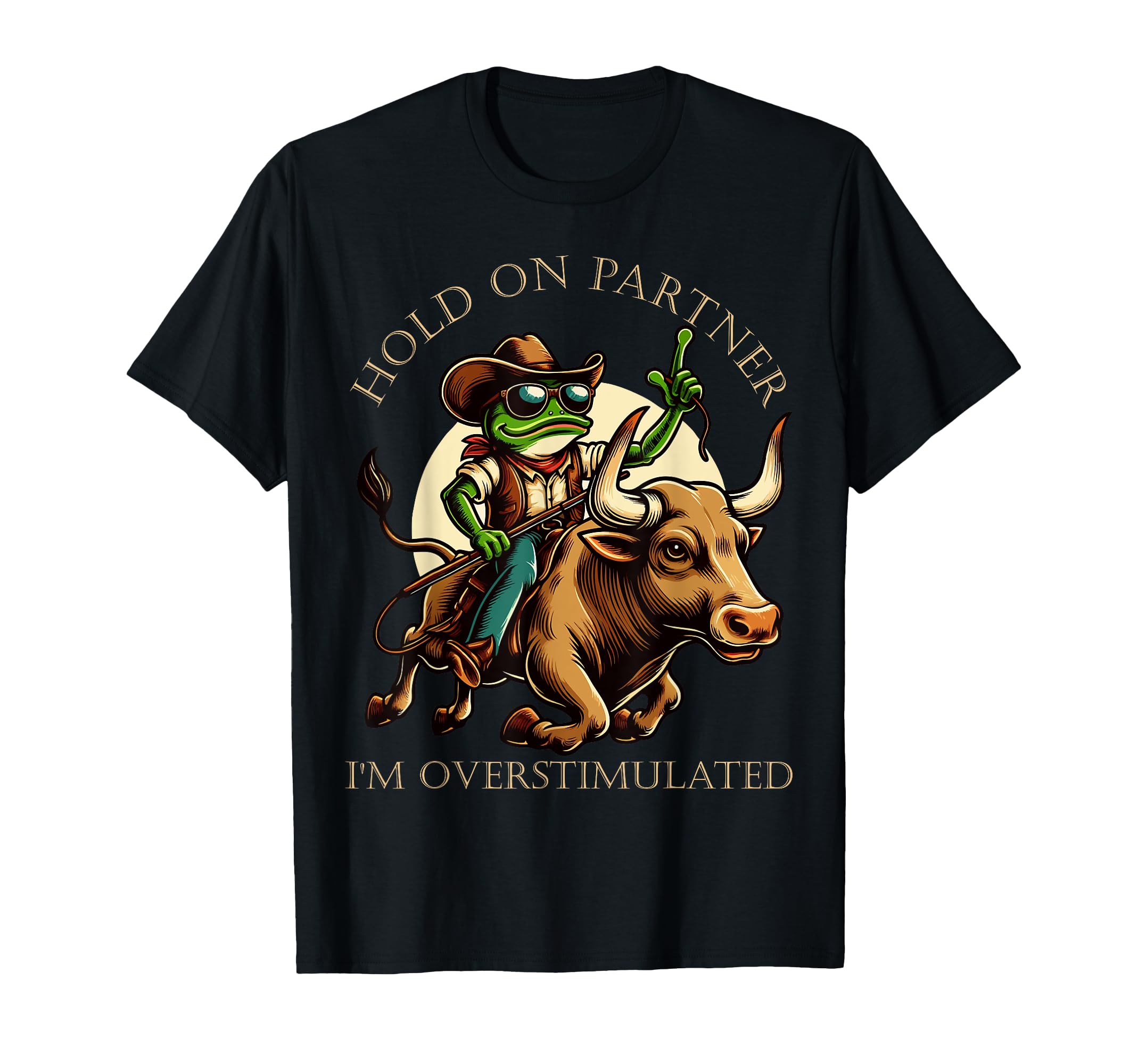 Funny Frog Riding Bull Hold Partner T-Shirt - Custom Art Print Men Women - T-Shirt, Sweatshirt, Hoodie