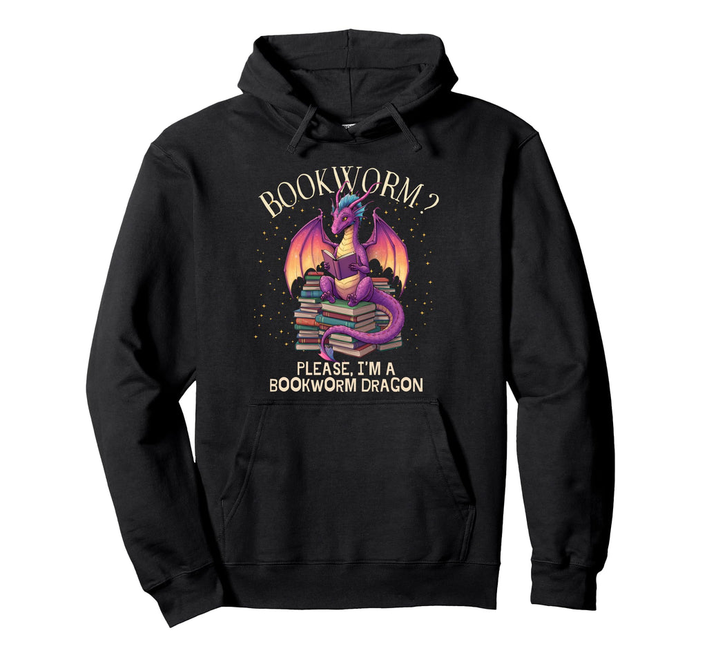 Distressed Bookworm Dragons Reading Hoodie - Custom Art Print Men Women - T-Shirt, Sweatshirt, Hoodie