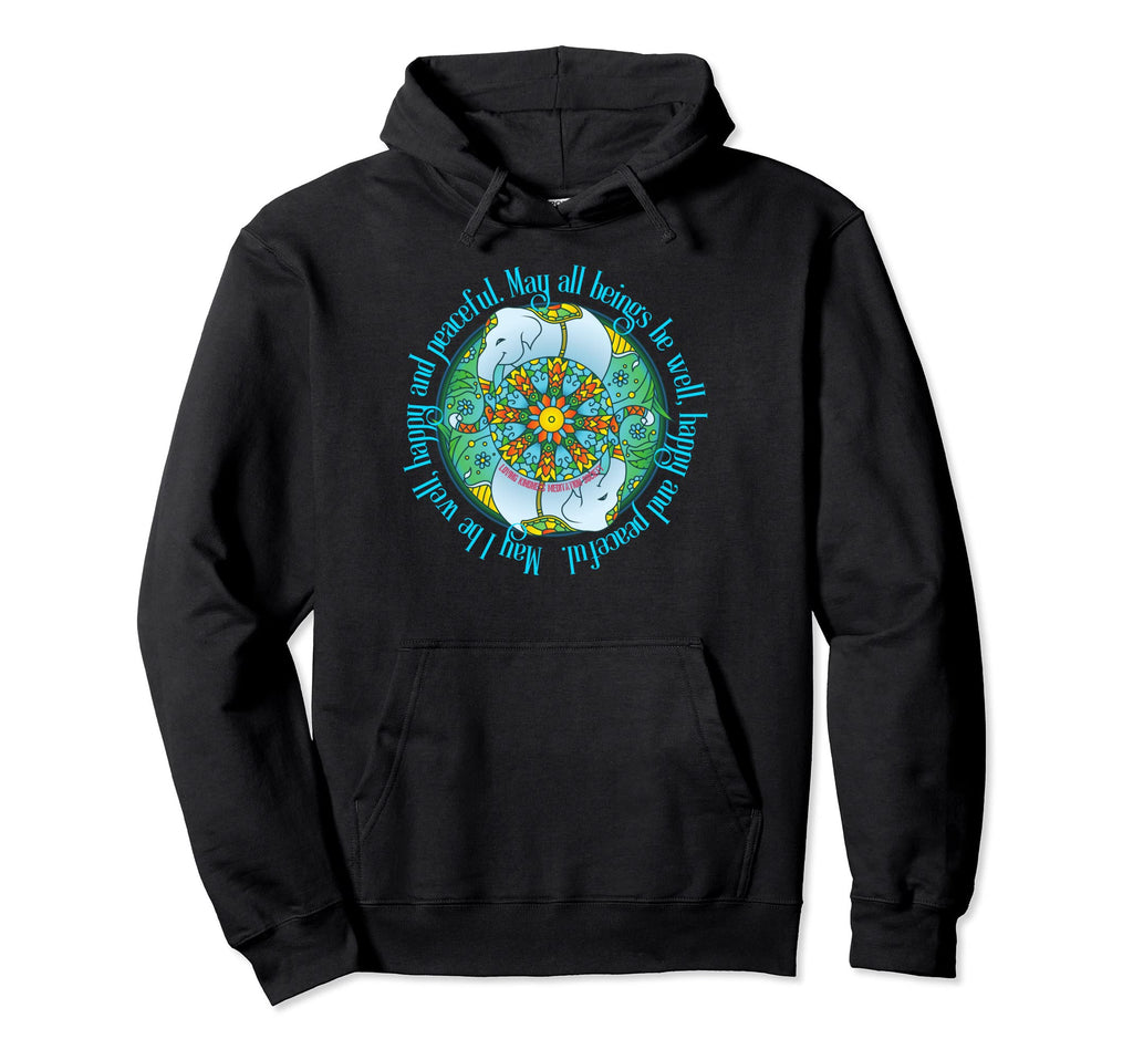 Elephant Mandala Mindfulness Loving Hoodie - Aesthetic Graphic for Adults - T-Shirt, Sweatshirt, Hoodie