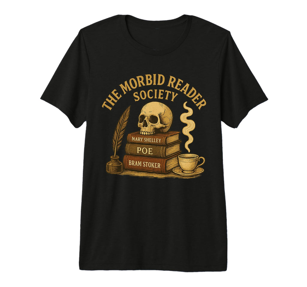 Gothic Skull Books Horror Dark Reader T-Shirt - Custom Art Print Unisex - T-Shirt, Sweatshirt, Hoodie