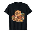 Reading Capybara Books And Coffee Cup T-Shirt - Custom Art Print Men Women - T-Shirt, Sweatshirt, Hoodie