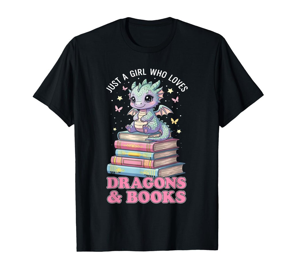 Just Who Loves Dragons Books Dragon T-Shirt - Minimalist Print for Adults - T-Shirt, Sweatshirt, Hoodie
