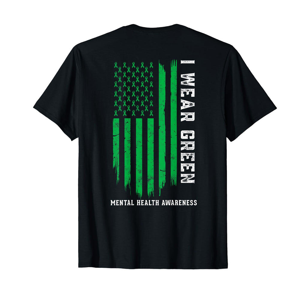 I Wear Green Ribbon American Flag T-Shirt - Fun Novelty Design Unisex - T-Shirt, Sweatshirt, Hoodie