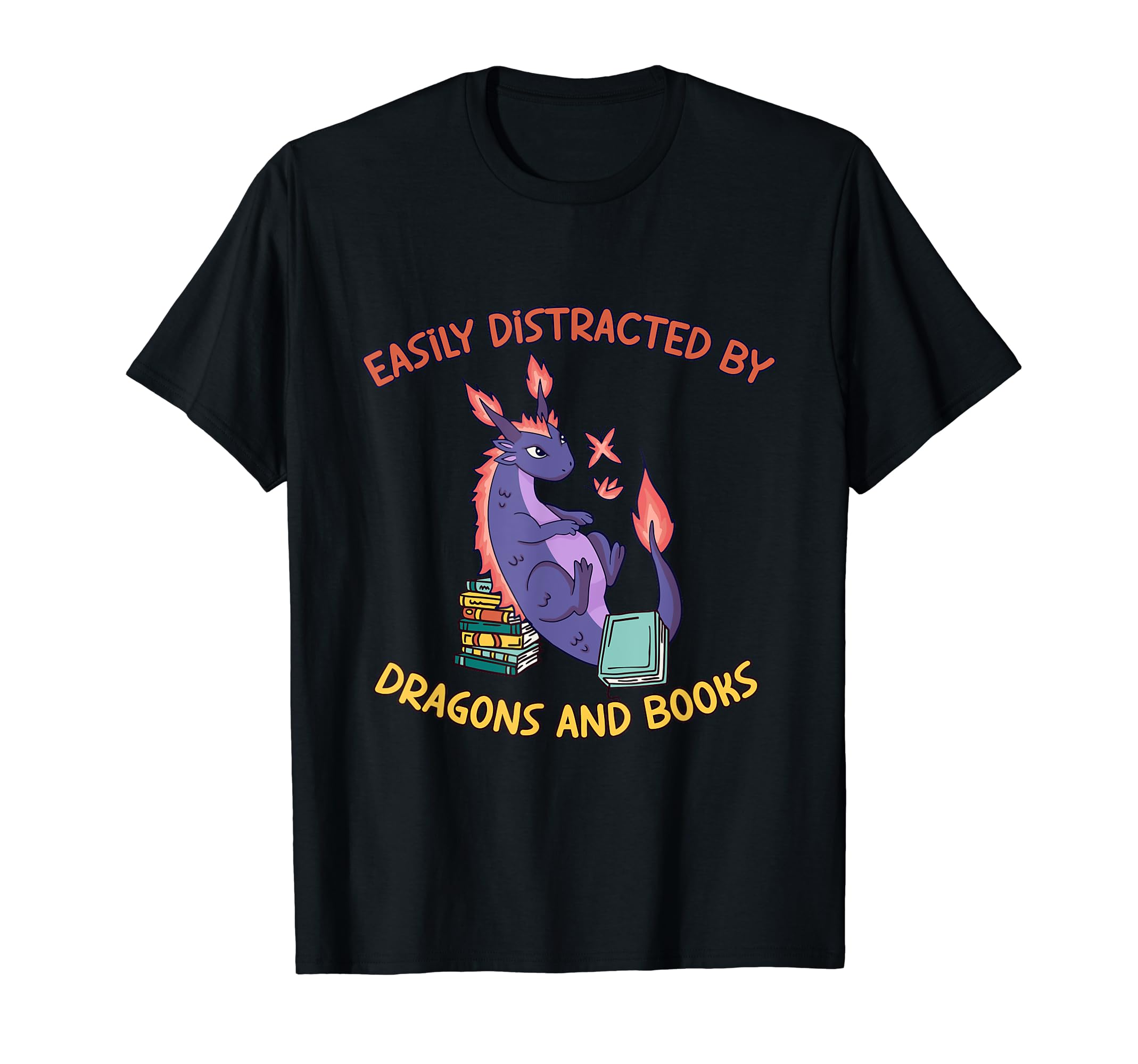 Easily Distracted Dragon And Books T-Shirt - Streetwear Style for Adults - T-Shirt, Sweatshirt, Hoodie