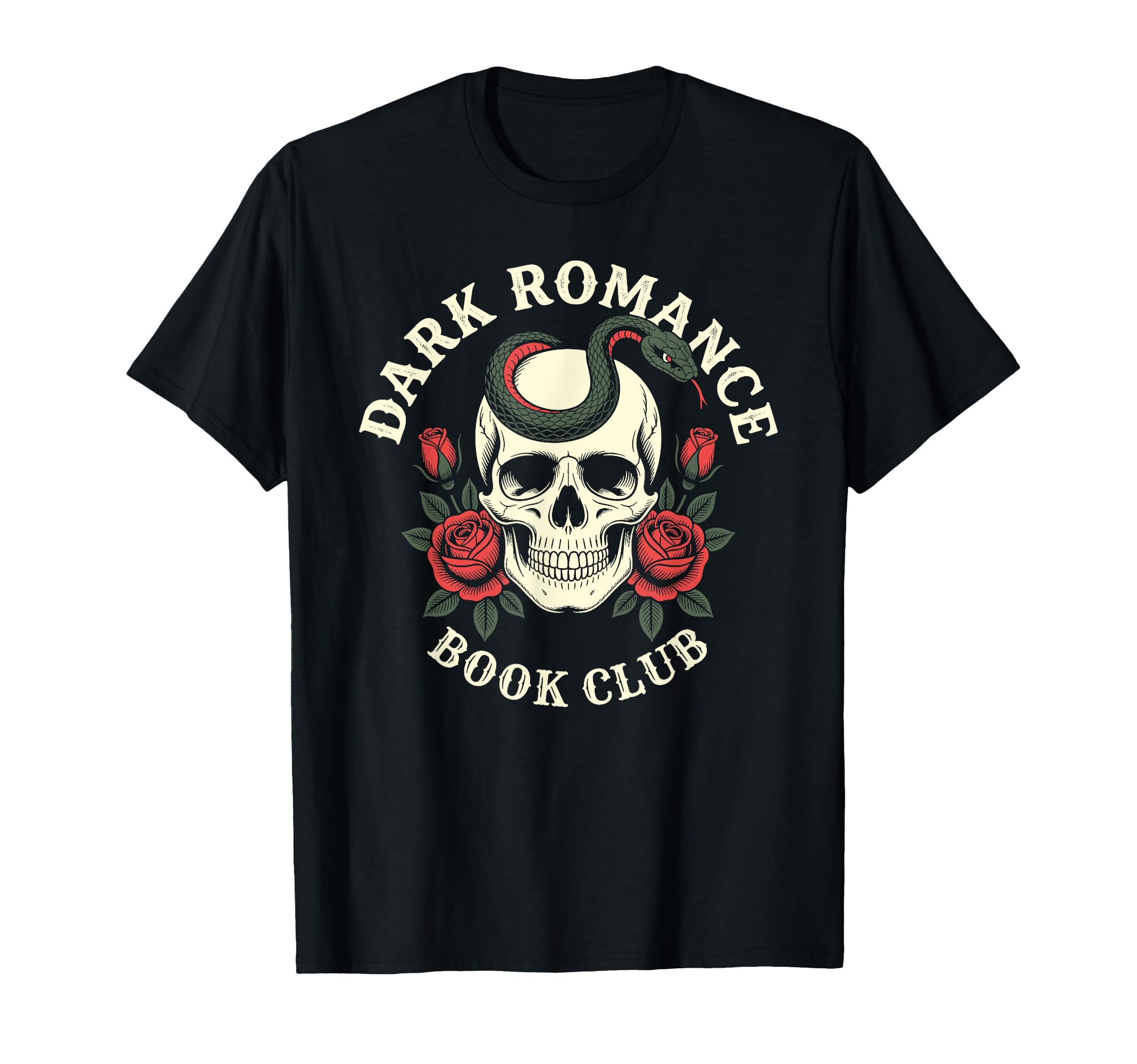 Dark Romance Bookish Goth Skull Snake T-Shirt - Unique Graphic Unisex - T-Shirt, Sweatshirt, Hoodie