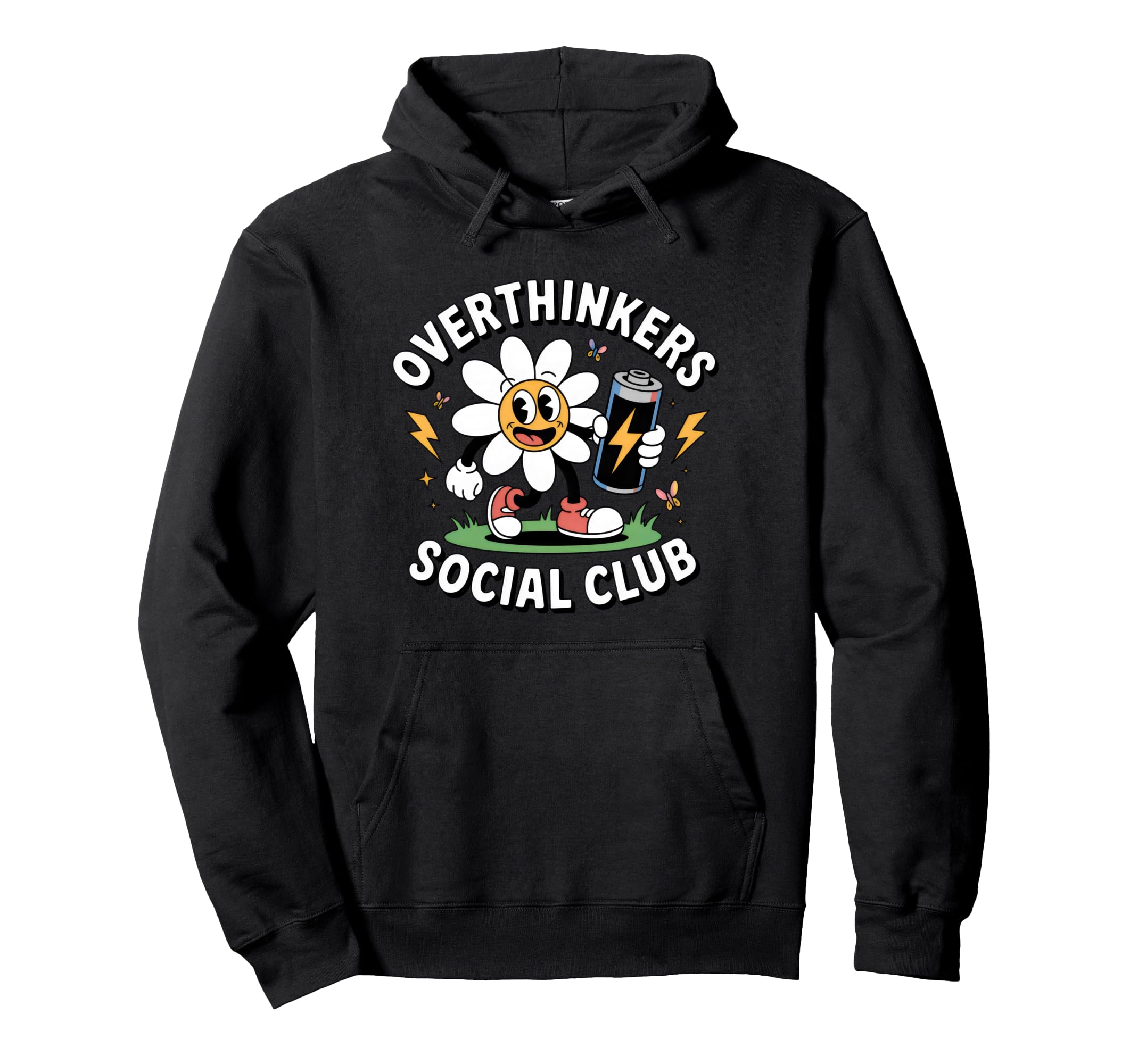 Overthinkers Social Club Funny Flower Hoodie - Unique Graphic for Adults - T-Shirt, Sweatshirt, Hoodie