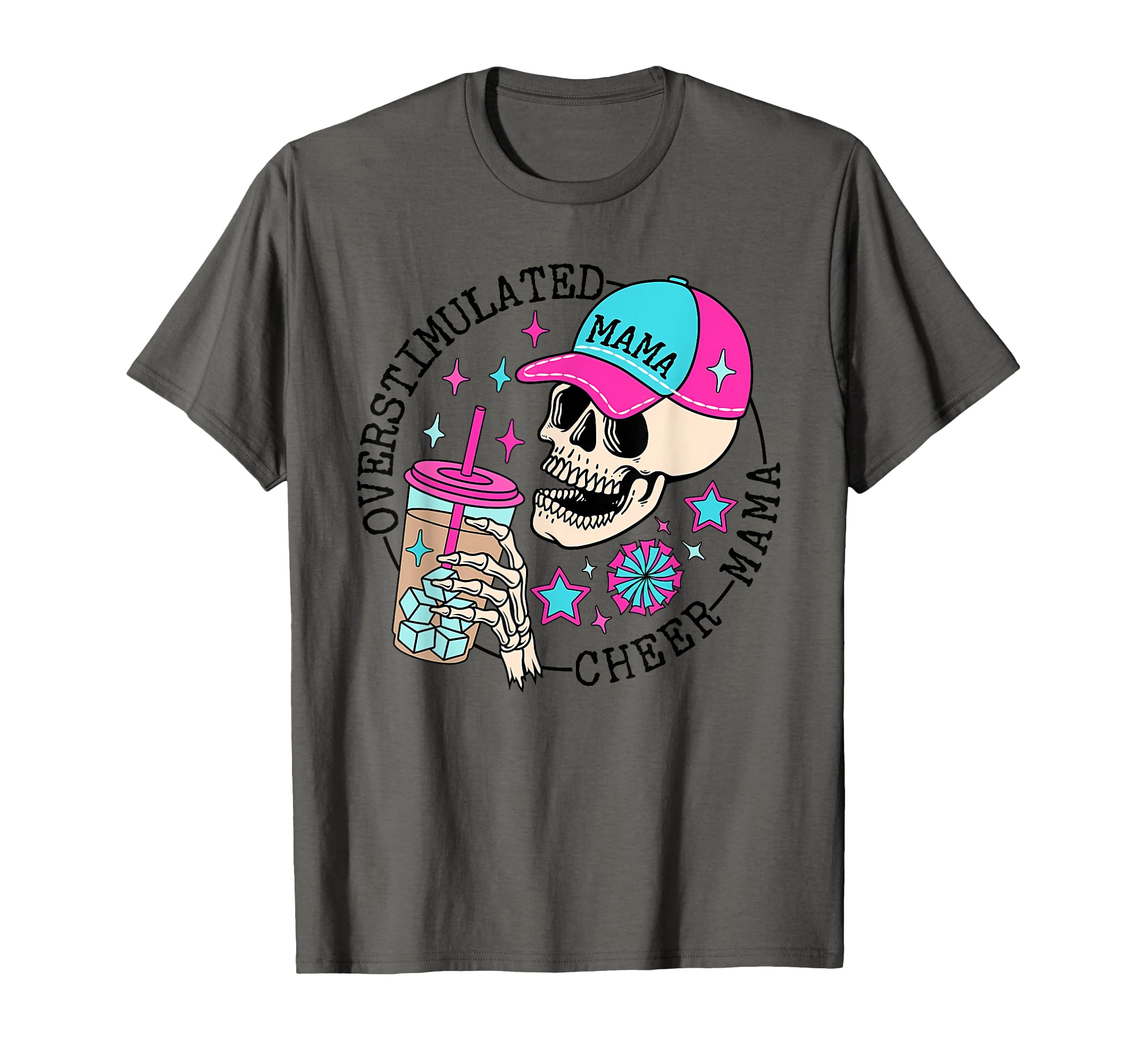 Overstimulated Cheer Mom Funny T-Shirt - Custom Art Print Men Women - T-Shirt, Sweatshirt, Hoodie