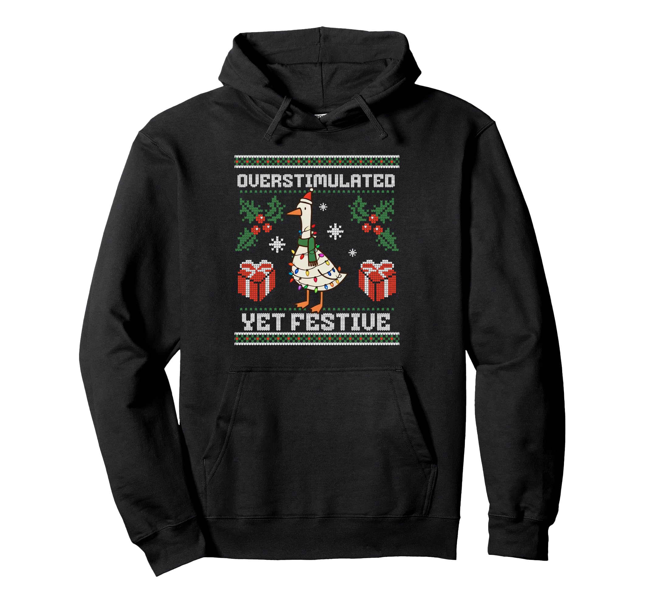 Funny Silly Goose Santa Hoodie - Minimalist Print for Adults - T-Shirt, Sweatshirt, Hoodie