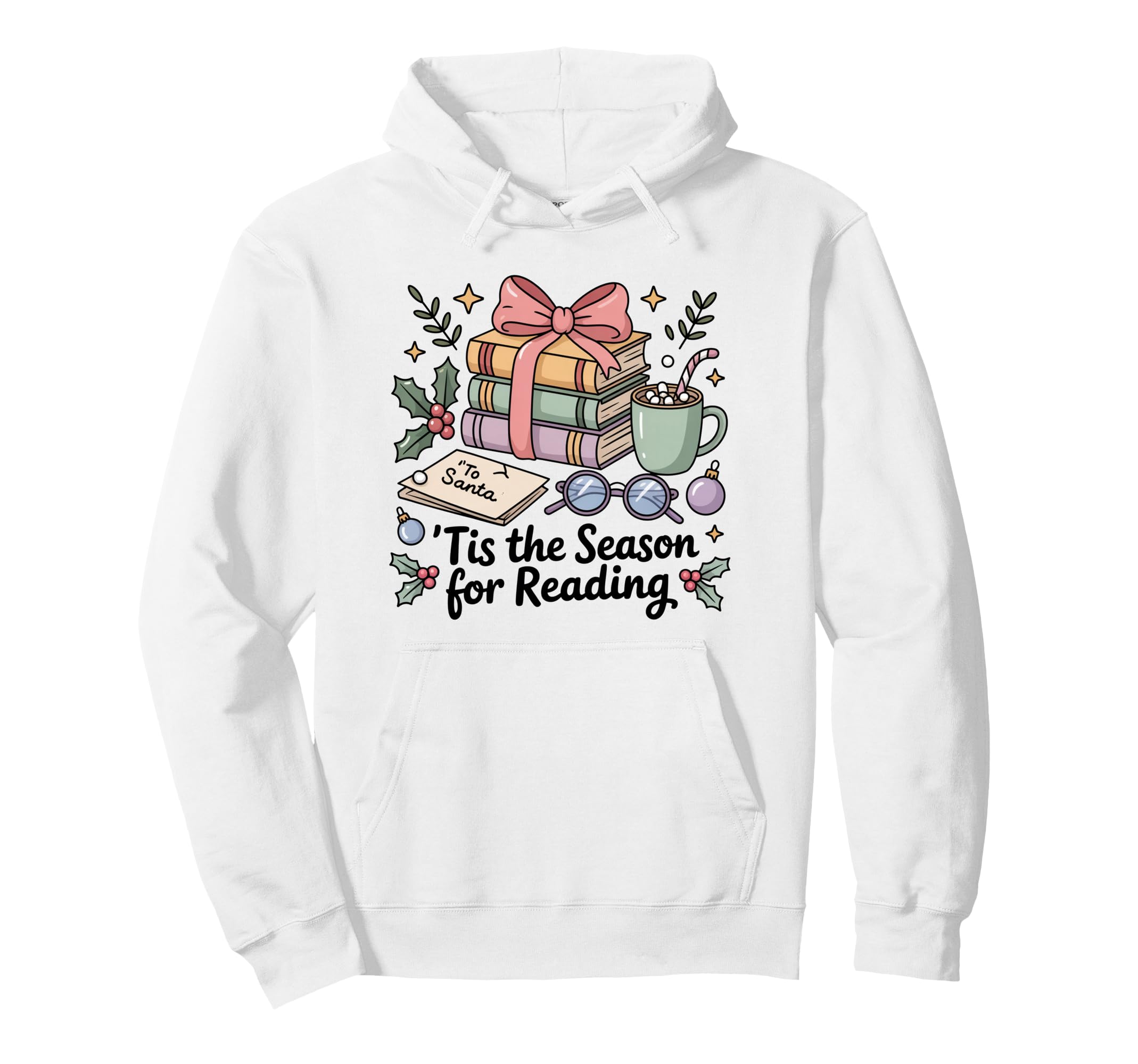Book Lover Tis Season Reading Holiday Hoodie - Minimalist Print Men Women - T-Shirt, Sweatshirt, Hoodie