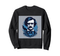 Edgar Allan Poe Raven Blue And Silver Sweatshirt - Minimalist Print Unisex - T-Shirt, Sweatshirt, Hoodie
