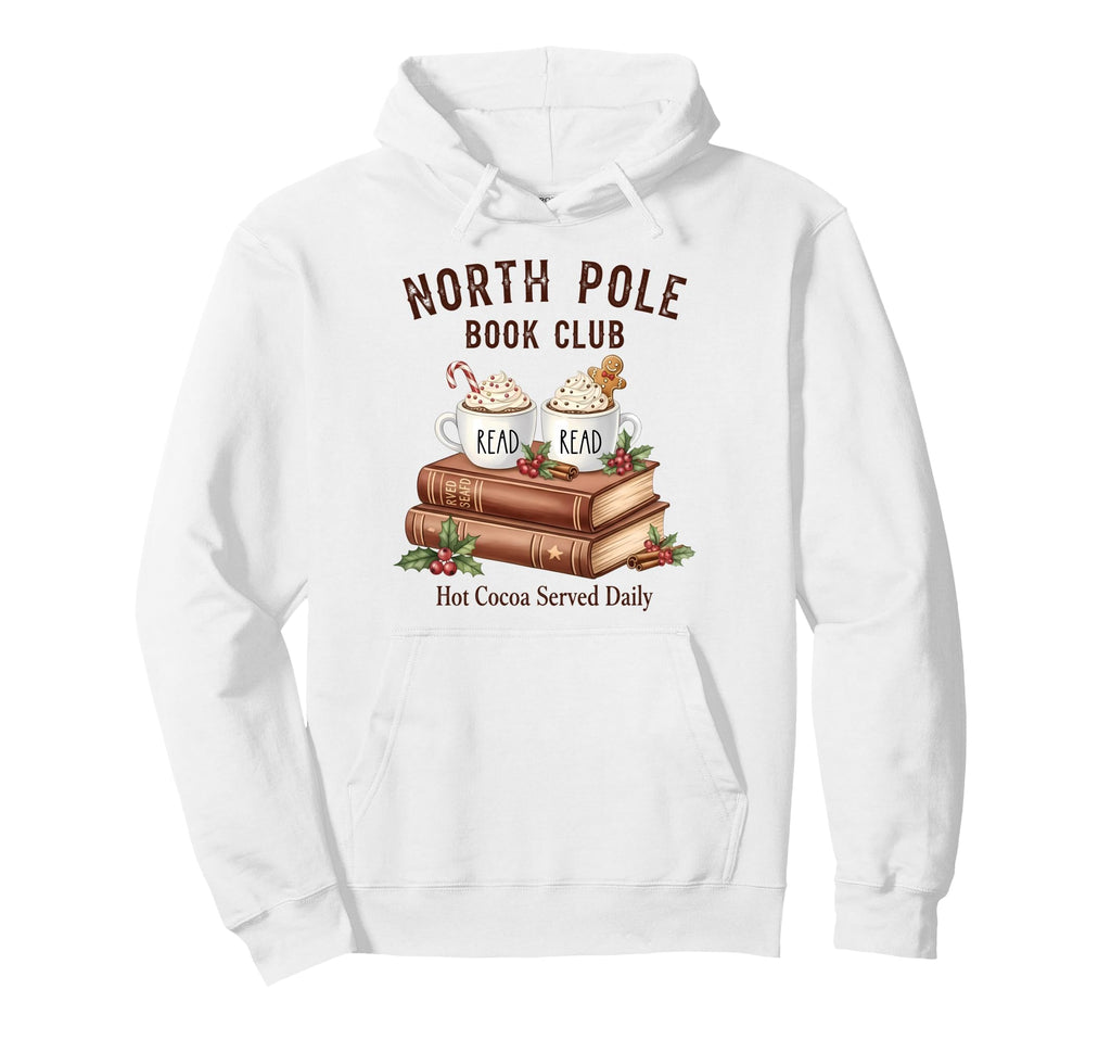 North Pole Book Club Book Lover Reader Hoodie - Trendy Graphic for Adults - T-Shirt, Sweatshirt, Hoodie