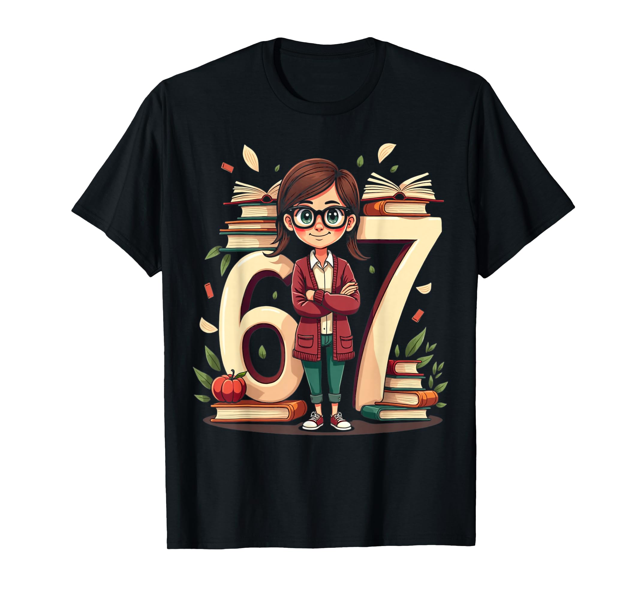 Six Seven Librarian Meme Book Nerd 67 T-Shirt - Novelty Apparel Men Women - T-Shirt, Sweatshirt, Hoodie