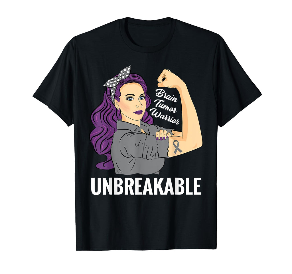 Brain Tumor Awareness Warrior Unbreakable T-Shirt - Novelty Apparel Unisex - T-Shirt, Sweatshirt, Hoodie