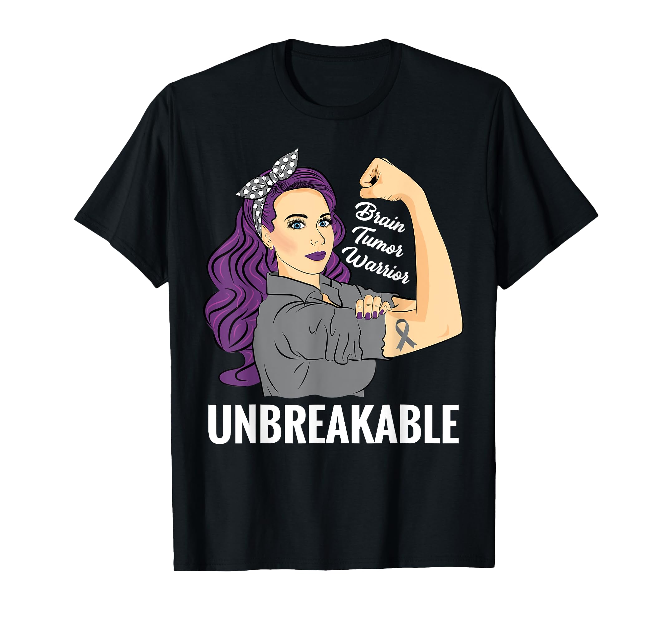 Brain Tumor Awareness Warrior Unbreakable T-Shirt - Novelty Apparel Unisex - T-Shirt, Sweatshirt, Hoodie