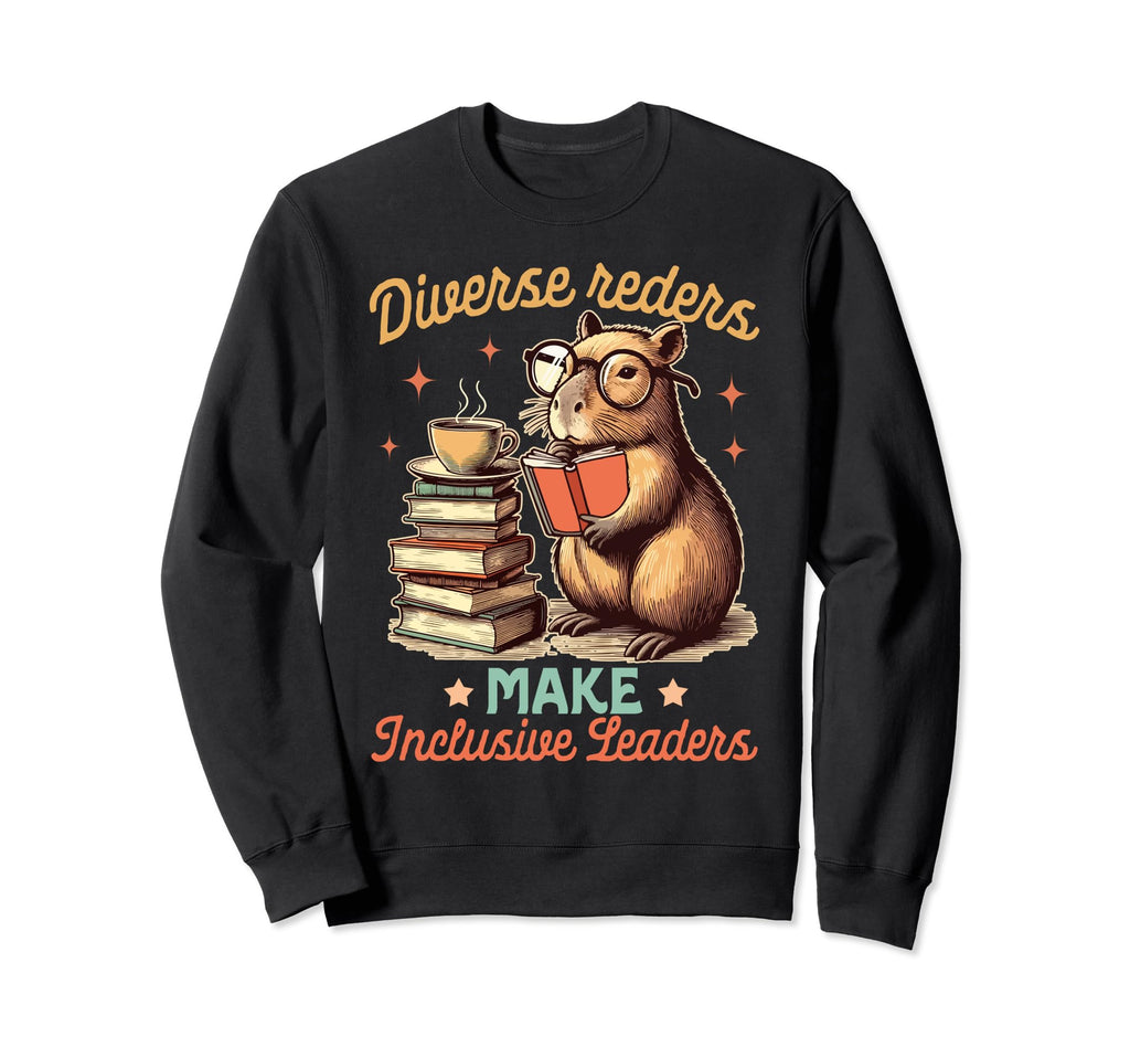 Book Lover Capybara Diverse Sweatshirt - Casual Everyday Wear Men Women - T-Shirt, Sweatshirt, Hoodie