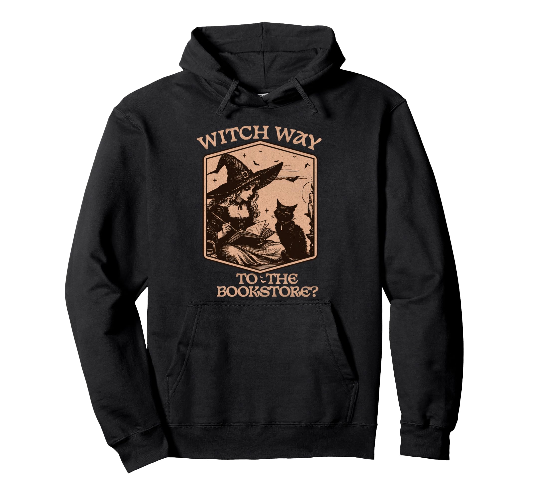 Halloween Book Lover Witch Way To Hoodie - Fun Novelty Design Men Women - T-Shirt, Sweatshirt, Hoodie