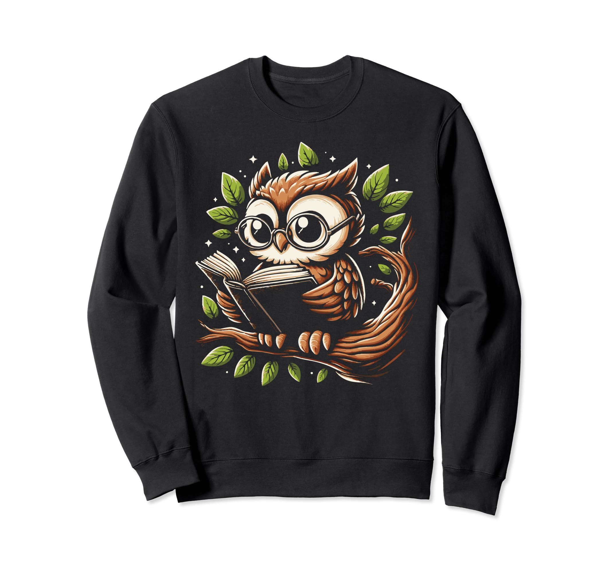 Owl Reading Book Bookworm Reader Sweatshirt - Streetwear Style Unisex - T-Shirt, Sweatshirt, Hoodie