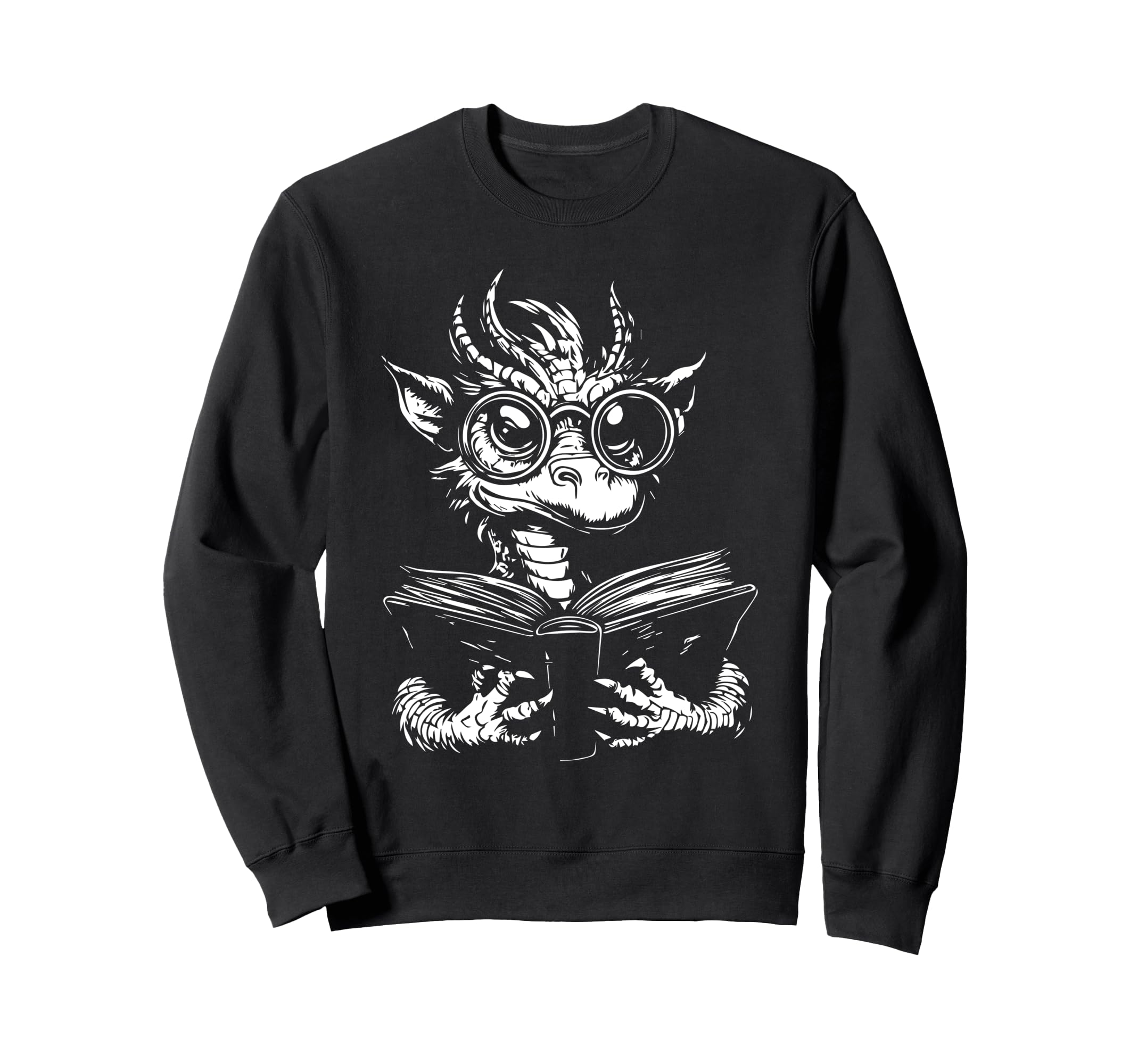 Nerdy Dragon Fantasy Bookworm Sweatshirt - Aesthetic Graphic for Adults - T-Shirt, Sweatshirt, Hoodie