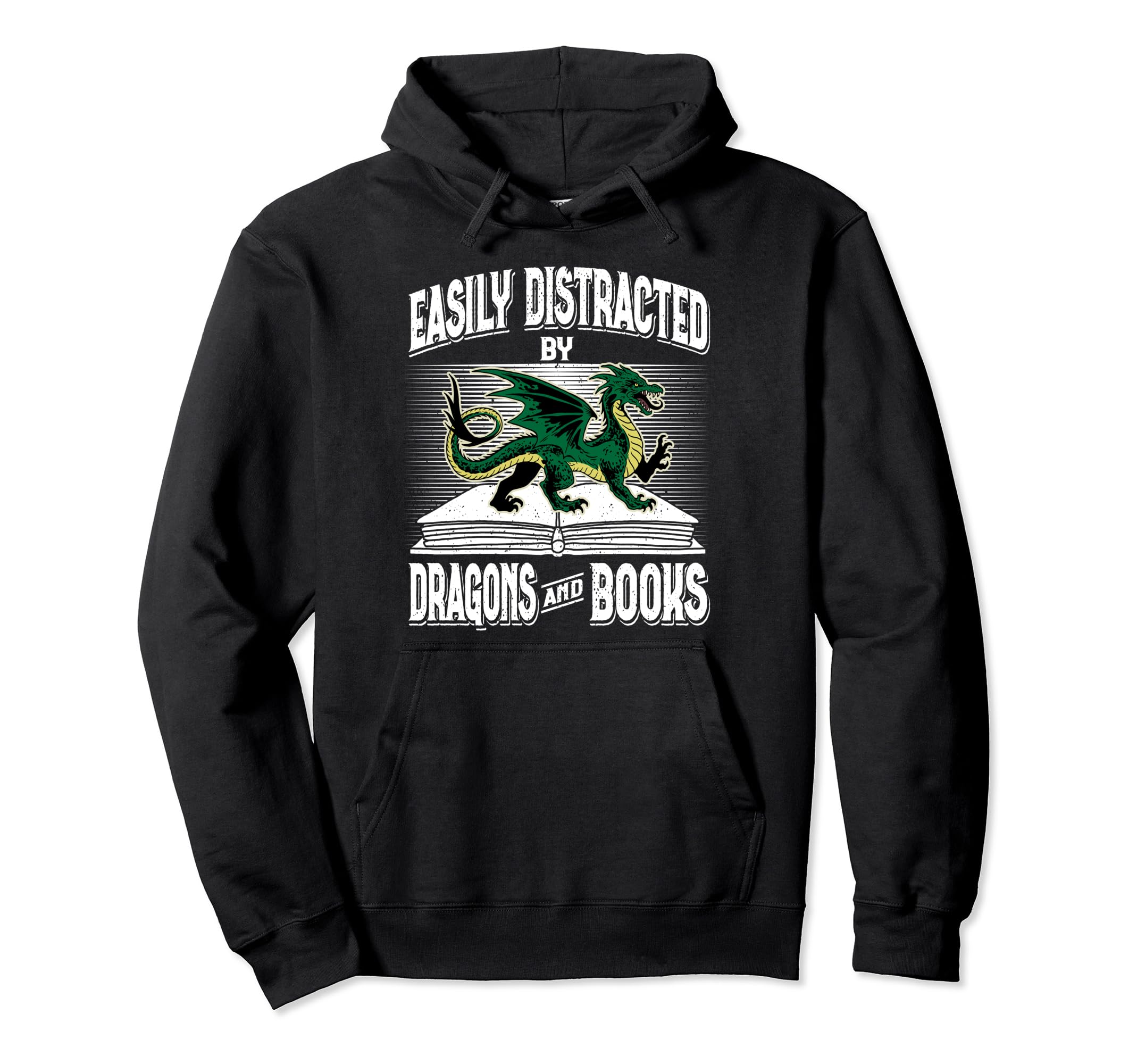 Easily Distracted Dragons And Books Hoodie - Minimalist Print Unisex - T-Shirt, Sweatshirt, Hoodie
