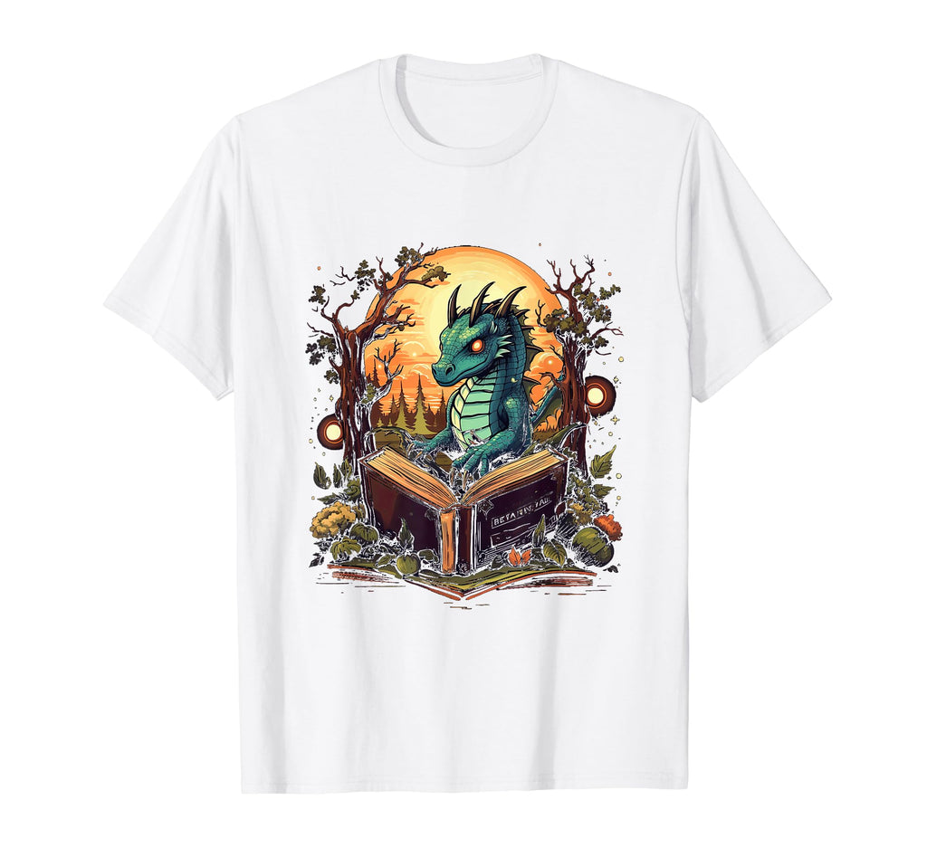 Book Dragon Reading Books T-Shirt - Casual Everyday Wear Men Women - T-Shirt, Sweatshirt, Hoodie