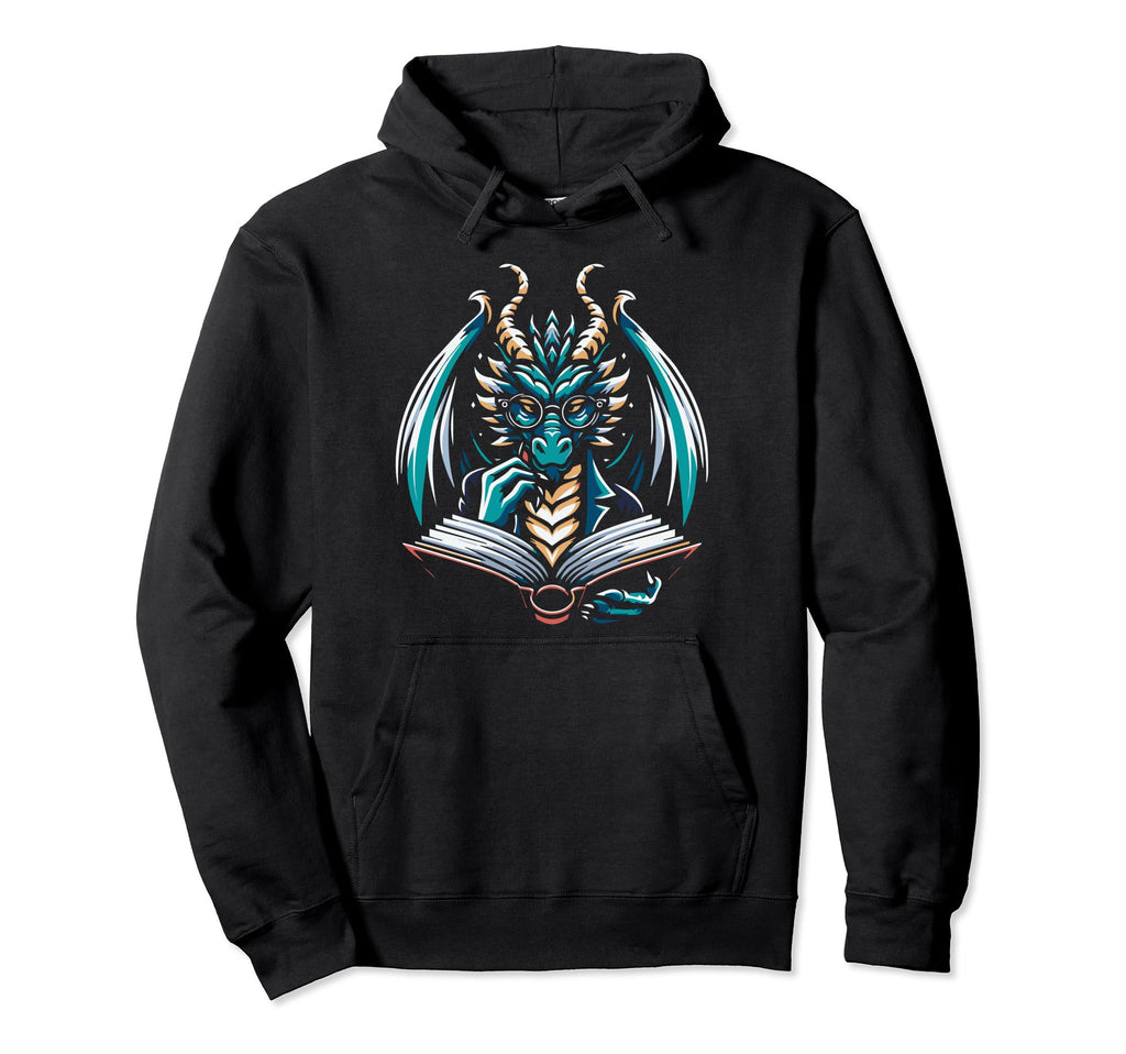 Dragon Reading Book Dragon Enthusiast Hoodie - Casual Everyday Wear Unisex - T-Shirt, Sweatshirt, Hoodie