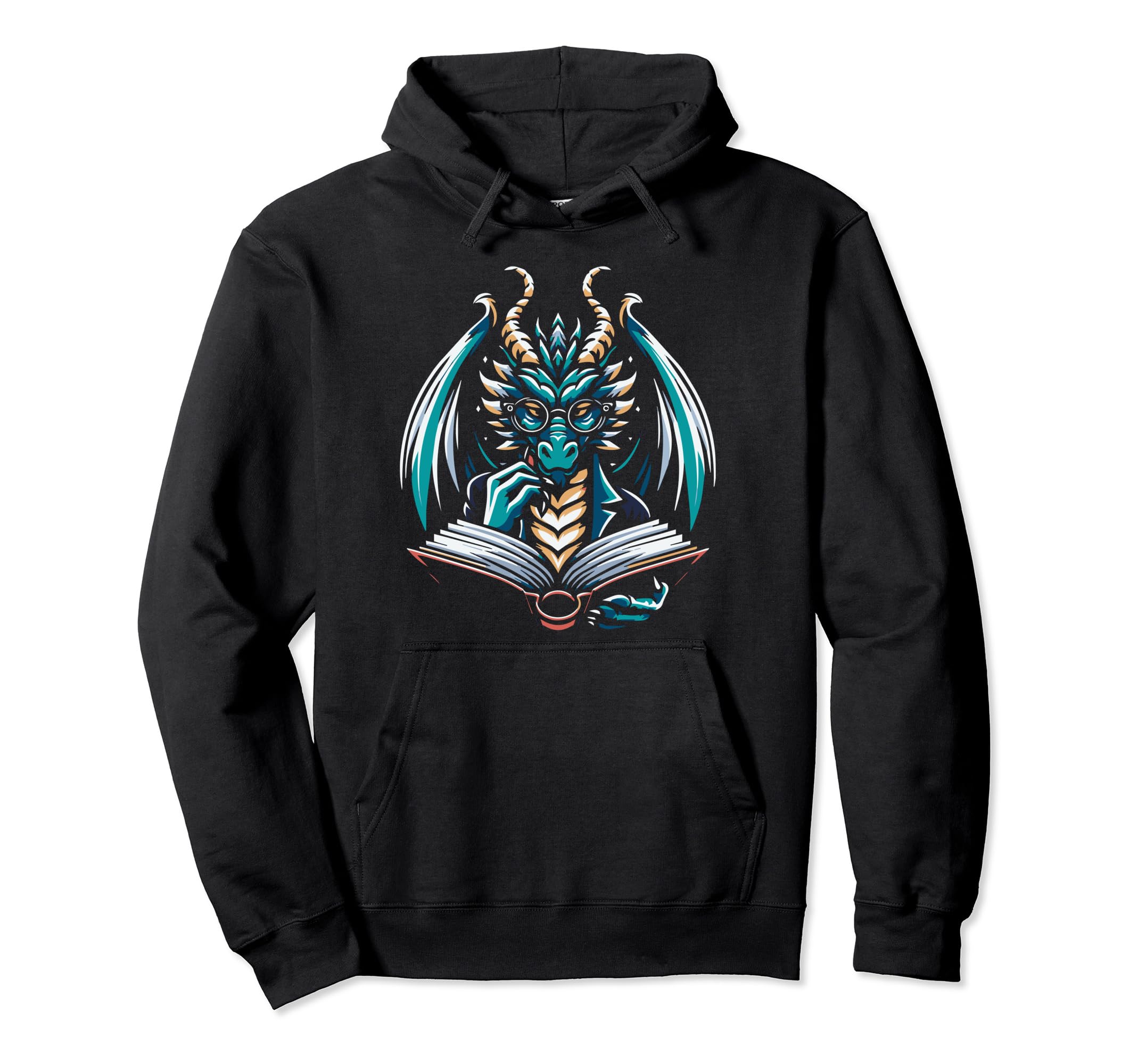 Dragon Reading Book Dragon Enthusiast Hoodie - Casual Everyday Wear Unisex - T-Shirt, Sweatshirt, Hoodie