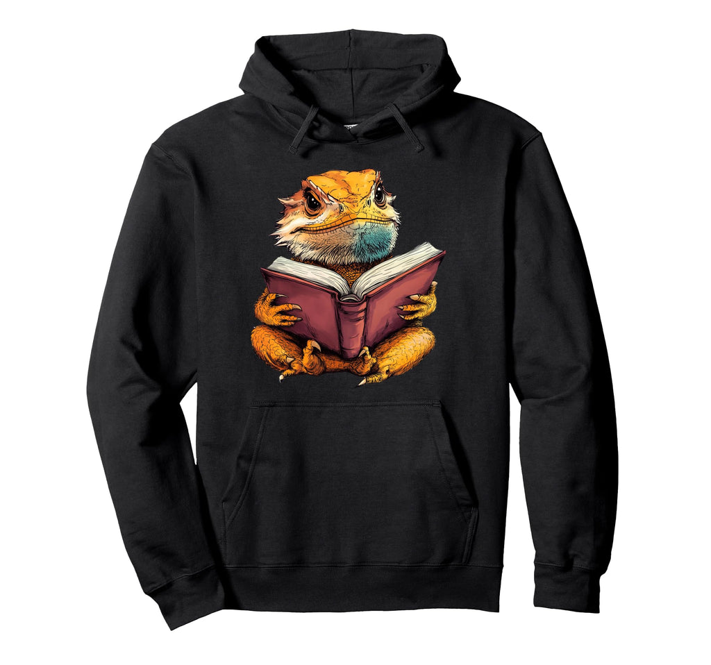 Bearded Dragon Reading Book Hoodie - Casual Everyday Wear for Adults - T-Shirt, Sweatshirt, Hoodie