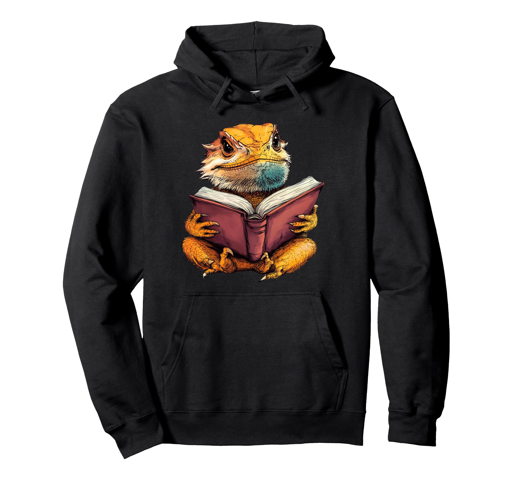Bearded Dragon Reading Book Hoodie - Casual Everyday Wear for Adults - T-Shirt, Sweatshirt, Hoodie