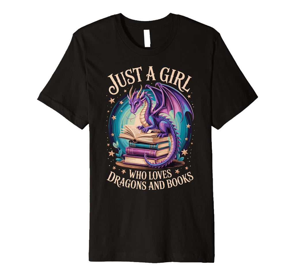 Just Who Loves Dragons And Books T-Shirt - Custom Art Print Unisex - T-Shirt, Sweatshirt, Hoodie