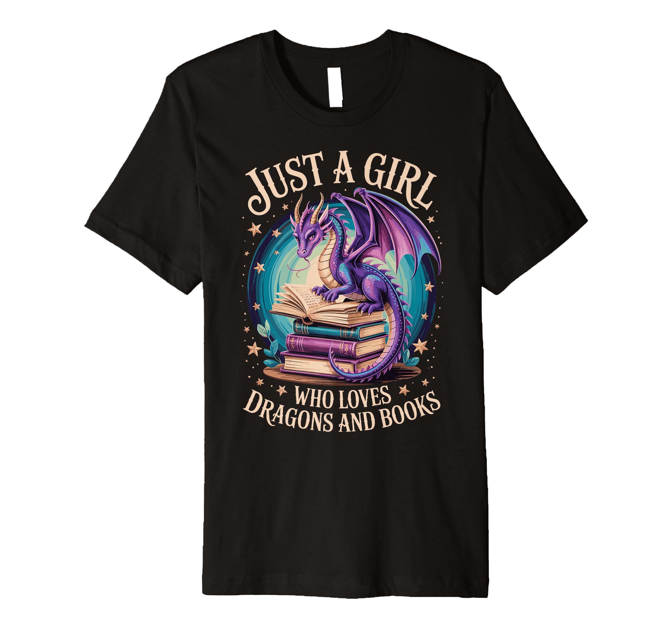 Just Who Loves Dragons And Books T-Shirt - Custom Art Print Unisex - T-Shirt, Sweatshirt, Hoodie