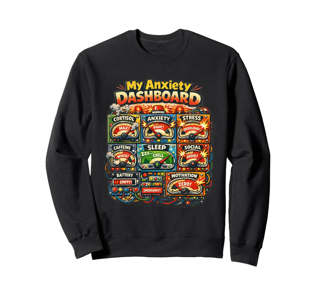 My Anxiety Dashboard Funny Mental Sweatshirt - Graphic Print for Adults - T-Shirt, Sweatshirt, Hoodie