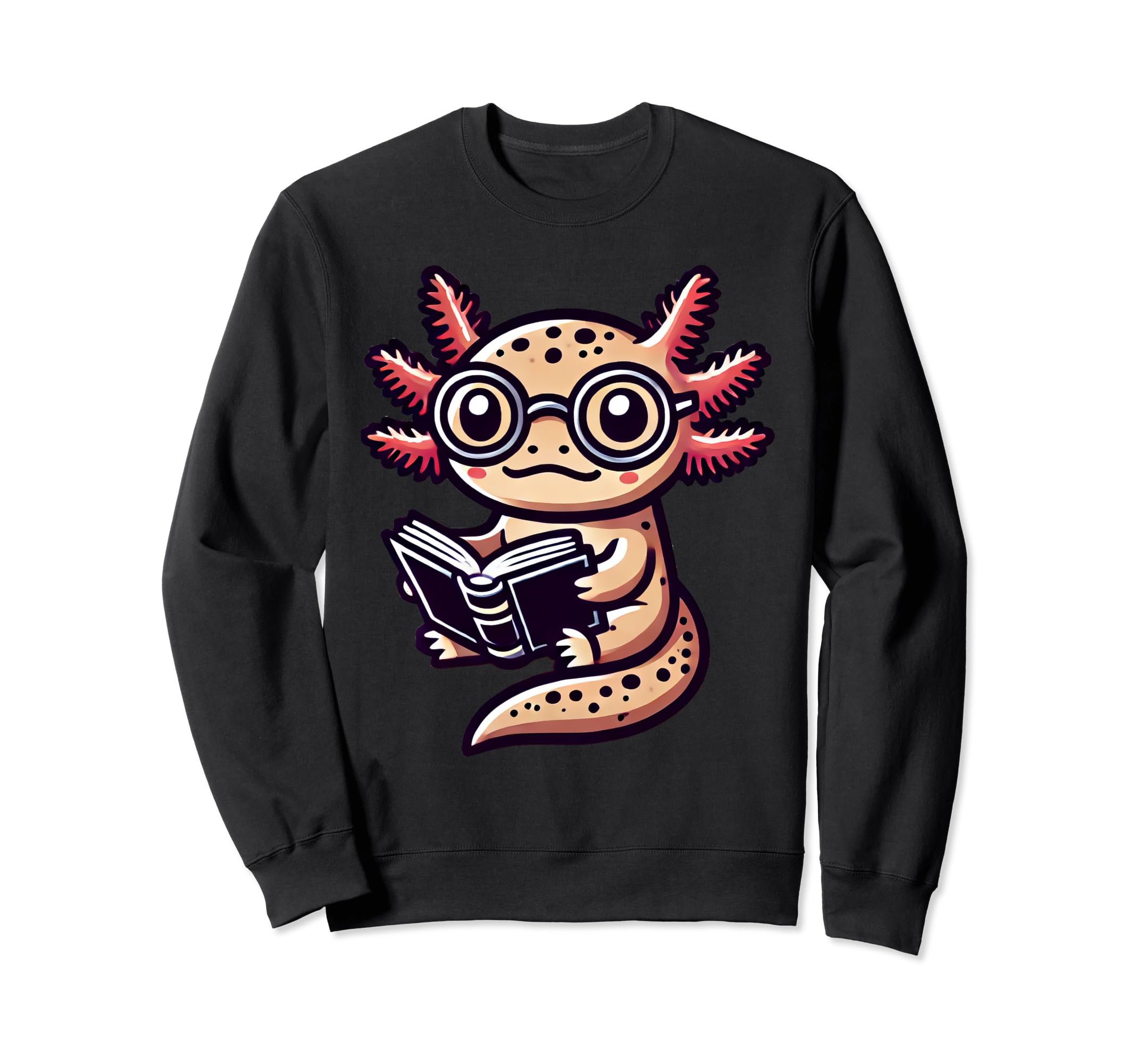 Axolotl Reading Book Nerd Sweatshirt - Casual Everyday Wear for Adults - T-Shirt, Sweatshirt, Hoodie