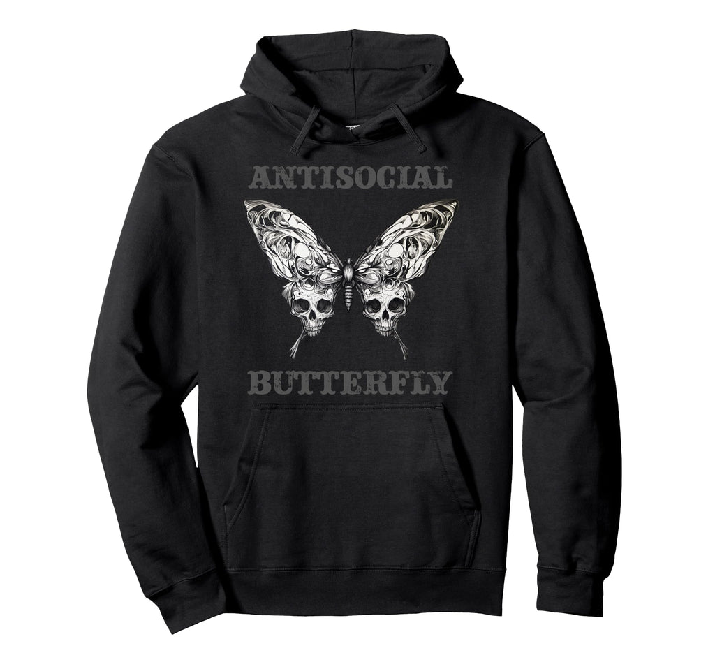 Antisocial Butterfly Hoodie - Minimalist Print for Adults - T-Shirt, Sweatshirt, Hoodie