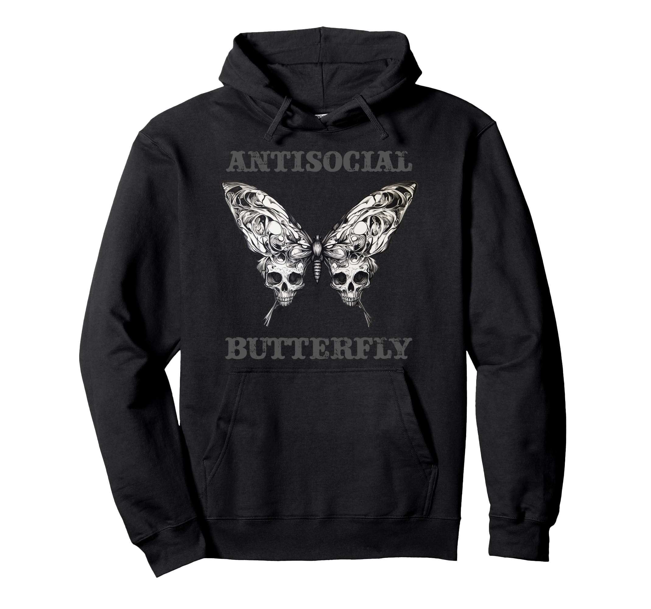 Antisocial Butterfly Hoodie - Minimalist Print for Adults - T-Shirt, Sweatshirt, Hoodie