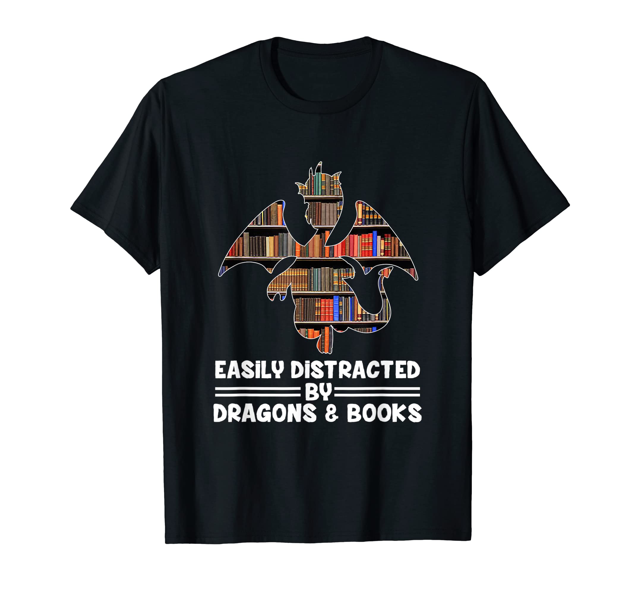 Easily Distracted Dragons And Books T-Shirt - Aesthetic Graphic Men Women - T-Shirt, Sweatshirt, Hoodie