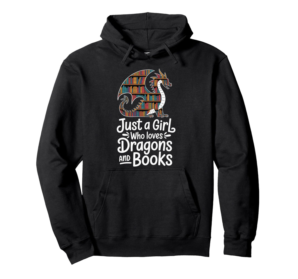 Just Who Loves Dragons And Books Hoodie - Minimalist Print Unisex - T-Shirt, Sweatshirt, Hoodie