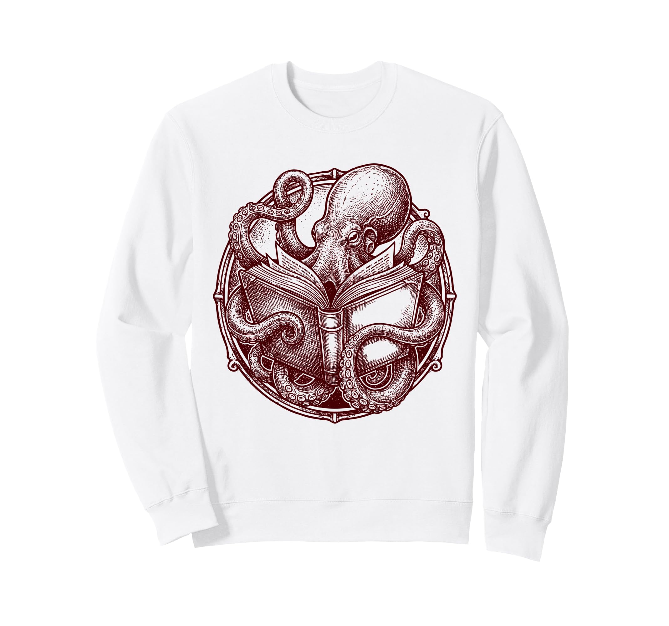 Octopus Reading Book Lover Sweatshirt - Aesthetic Graphic Men Women - T-Shirt, Sweatshirt, Hoodie